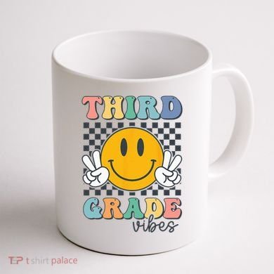 Third Grade Vibes Retro Smile Back To School 3rd Grade Team Coffee Mug back