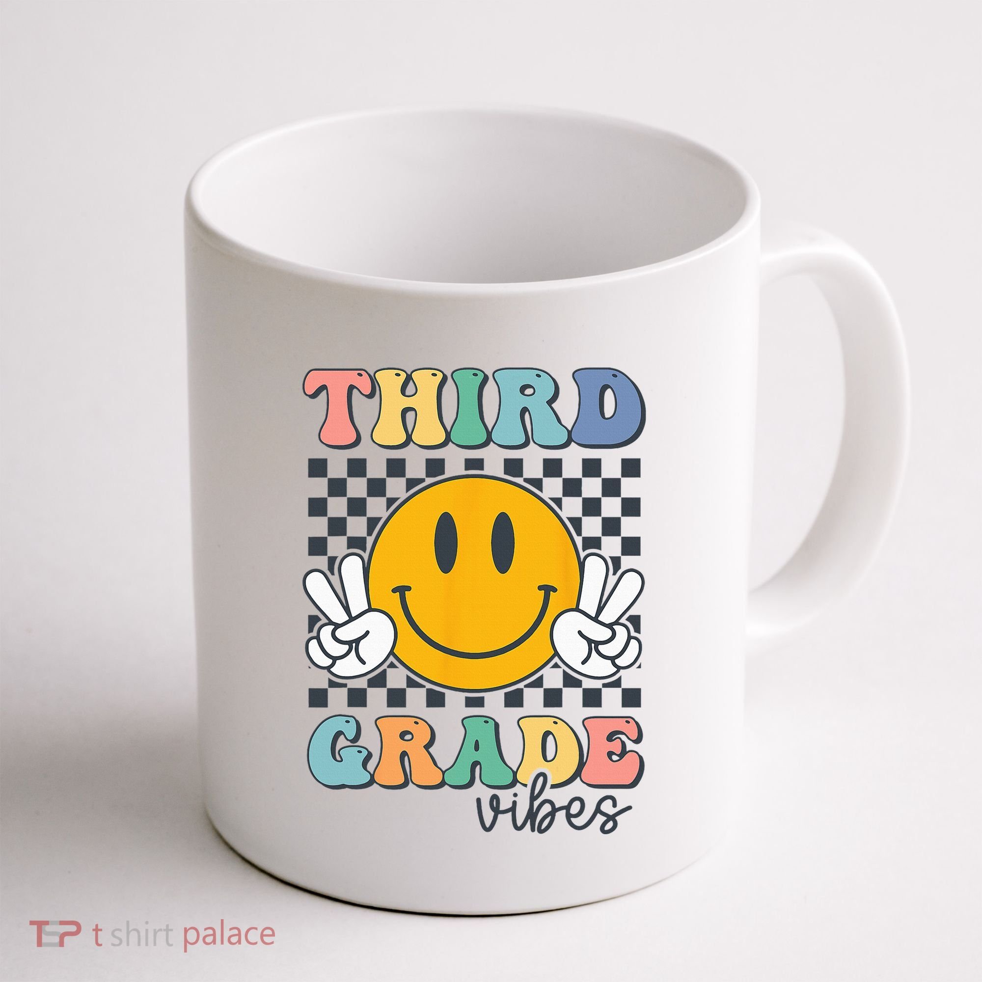 Third Grade Vibes Retro Smile Back To School 3rd Grade Team Coffee Mug
