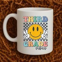 Third Grade Vibes Retro Smile Back To School 3rd Grade Team Coffee Mug thumb 2