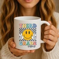 Third Grade Vibes Retro Smile Back To School 3rd Grade Team Coffee Mug thumb 3