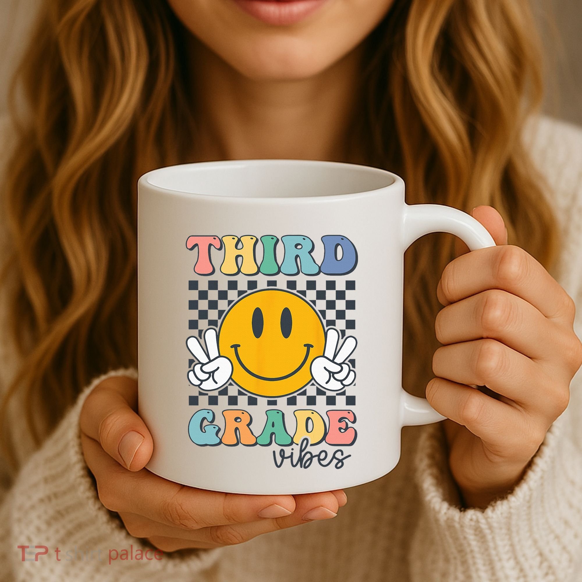 Third Grade Vibes Retro Smile Back To School 3rd Grade Team Coffee Mug