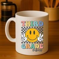 Third Grade Vibes Retro Smile Back To School 3rd Grade Team Coffee Mug thumb 4