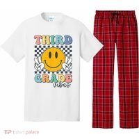 Third Grade Vibes Retro Smile Back To School 3rd Grade Team Pajama Set thumb 0