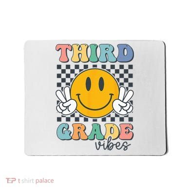 Third Grade Vibes Retro Smile Back To School 3rd Grade Team Mousepad