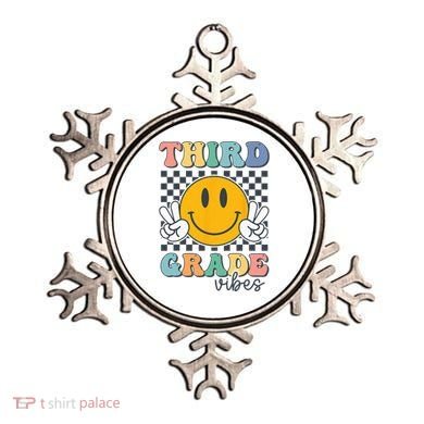 Third Grade Vibes Retro Smile Back To School 3rd Grade Team Ornament