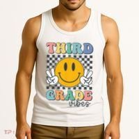 Third Grade Vibes Retro Smile Back To School 3rd Grade Team Tank Top thumb 3