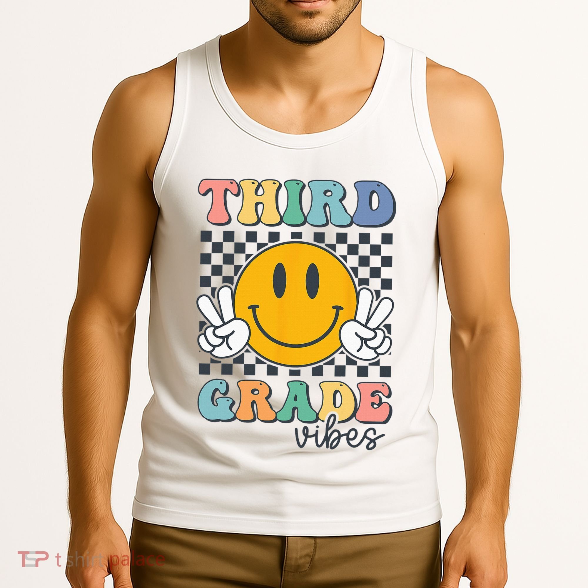 Third Grade Vibes Retro Smile Back To School 3rd Grade Team Tank Top