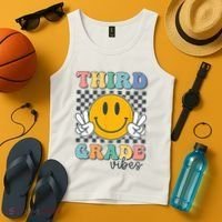 Third Grade Vibes Retro Smile Back To School 3rd Grade Team Tank Top thumb 4