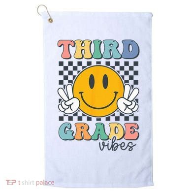 Third Grade Vibes Retro Smile Back To School 3rd Grade Team Golf Towel
