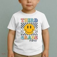 Third Grade Vibes Retro Smile Back To School 3rd Grade Team Toddler T-Shirt thumb 2