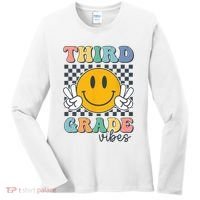 Third Grade Vibes Retro Smile Back To School 3rd Grade Team Women's Long Sleeve Shirt thumb 0