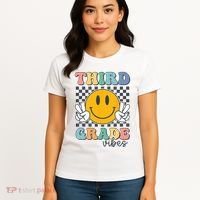 Third Grade Vibes Retro Smile Back To School 3rd Grade Team Women's T-Shirt thumb 4