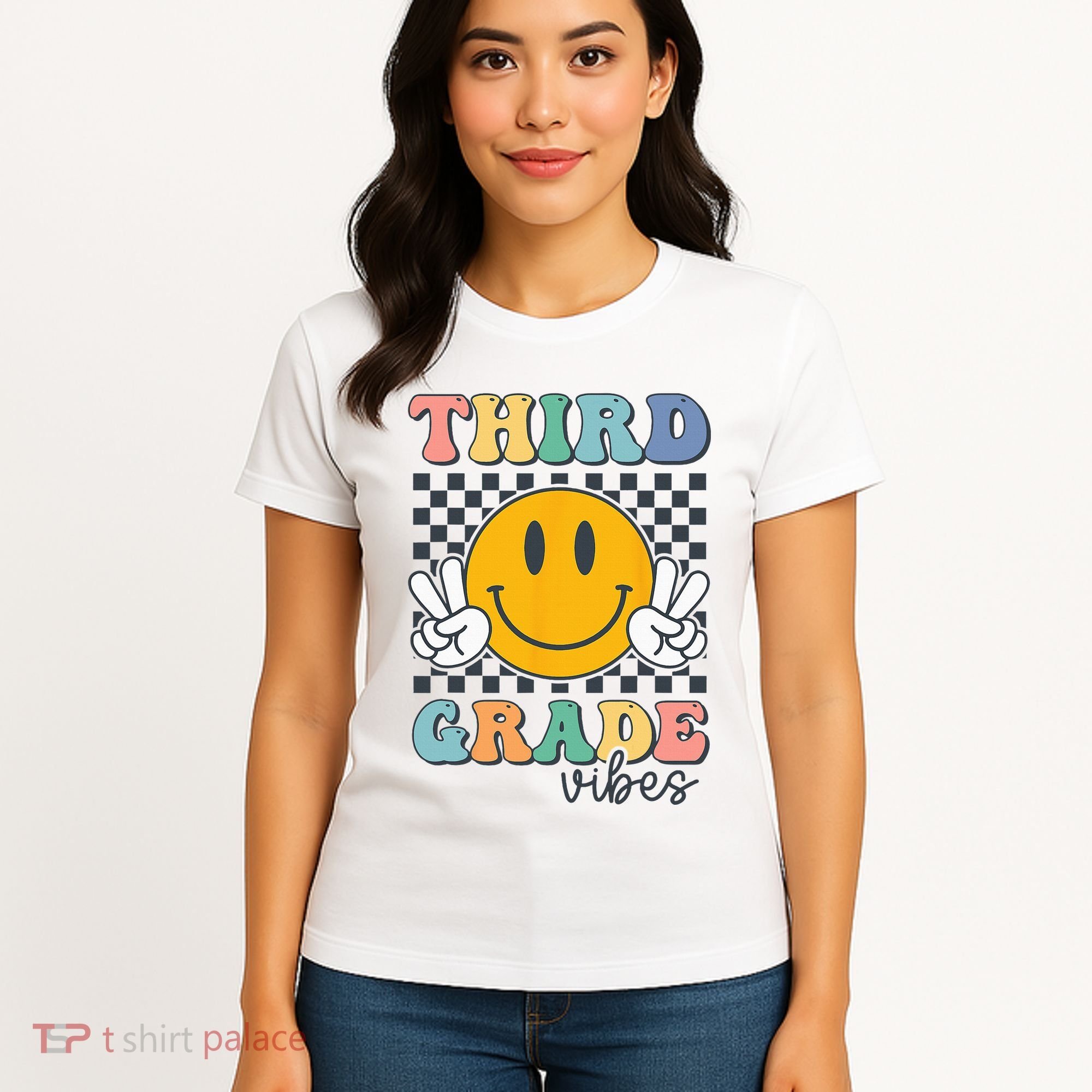 Third Grade Vibes Retro Smile Back To School 3rd Grade Team Women's T-Shirt