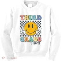 Third Grade Vibes Retro Smile Back To School 3rd Grade Team Kids Sweatshirt thumb 0