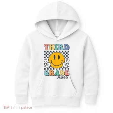 Third Grade Vibes Retro Smile Back To School 3rd Grade Team Kids Hoodie