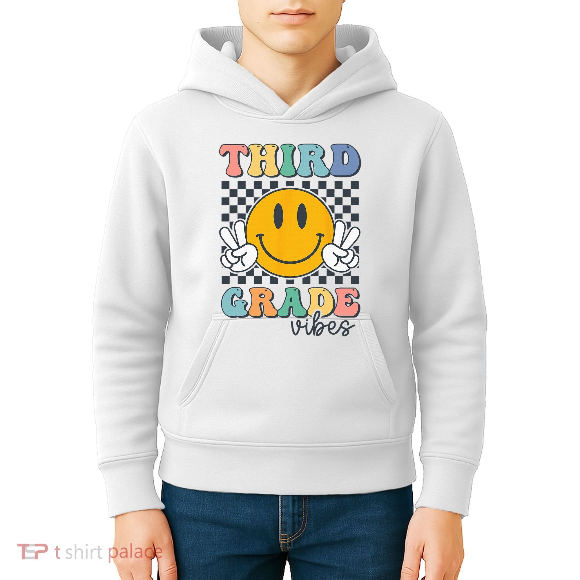 Third Grade Vibes Retro Smile Back To School 3rd Grade Team Kids Hoodie