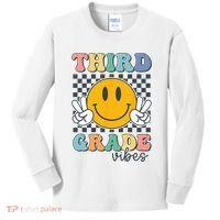 Third Grade Vibes Retro Smile Back To School 3rd Grade Team Kids Long Sleeve Shirt thumb 0