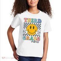 Third Grade Vibes Retro Smile Back To School 3rd Grade Team Kids T-Shirt thumb 2