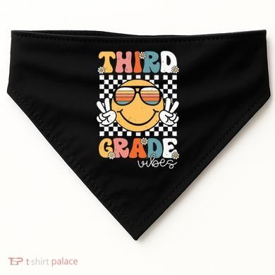 Third Grade Vibes Smile First Day Of School 3rd Grade Team USA-Made Doggie Bandana