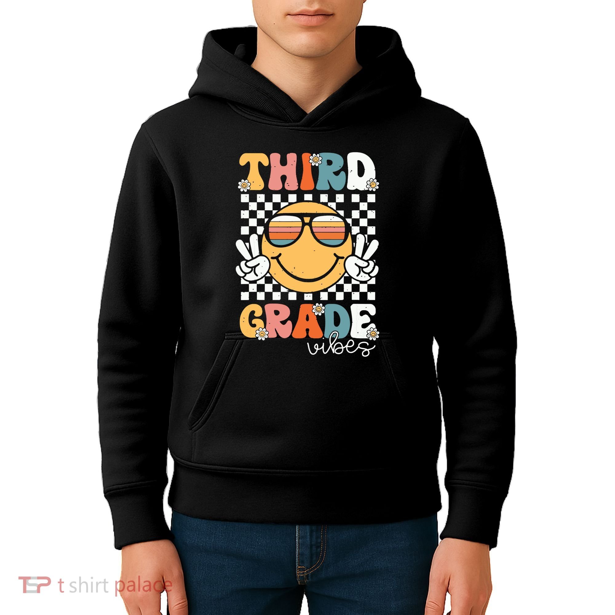Third Grade Vibes Smile First Day Of School 3rd Grade Team Kids Hoodie