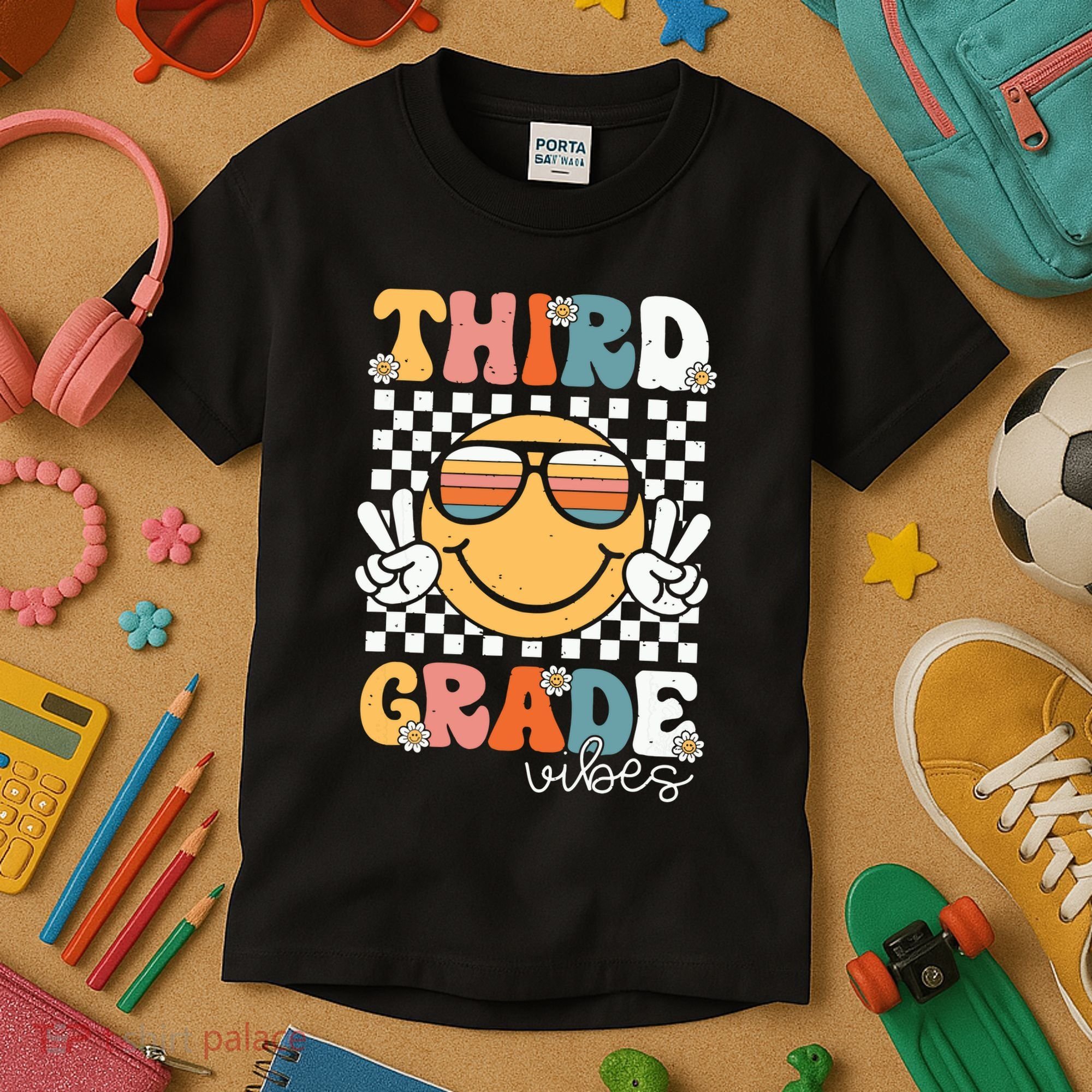 Third Grade Vibes Smile First Day Of School 3rd Grade Team Kids T-Shirt