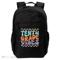 Tenth Grade Vibes Retro Groovy 10th Grade Back To School Backpack thumb 0
