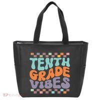 Tenth Grade Vibes Retro Groovy 10th Grade Back To School Tote Bag thumb 0