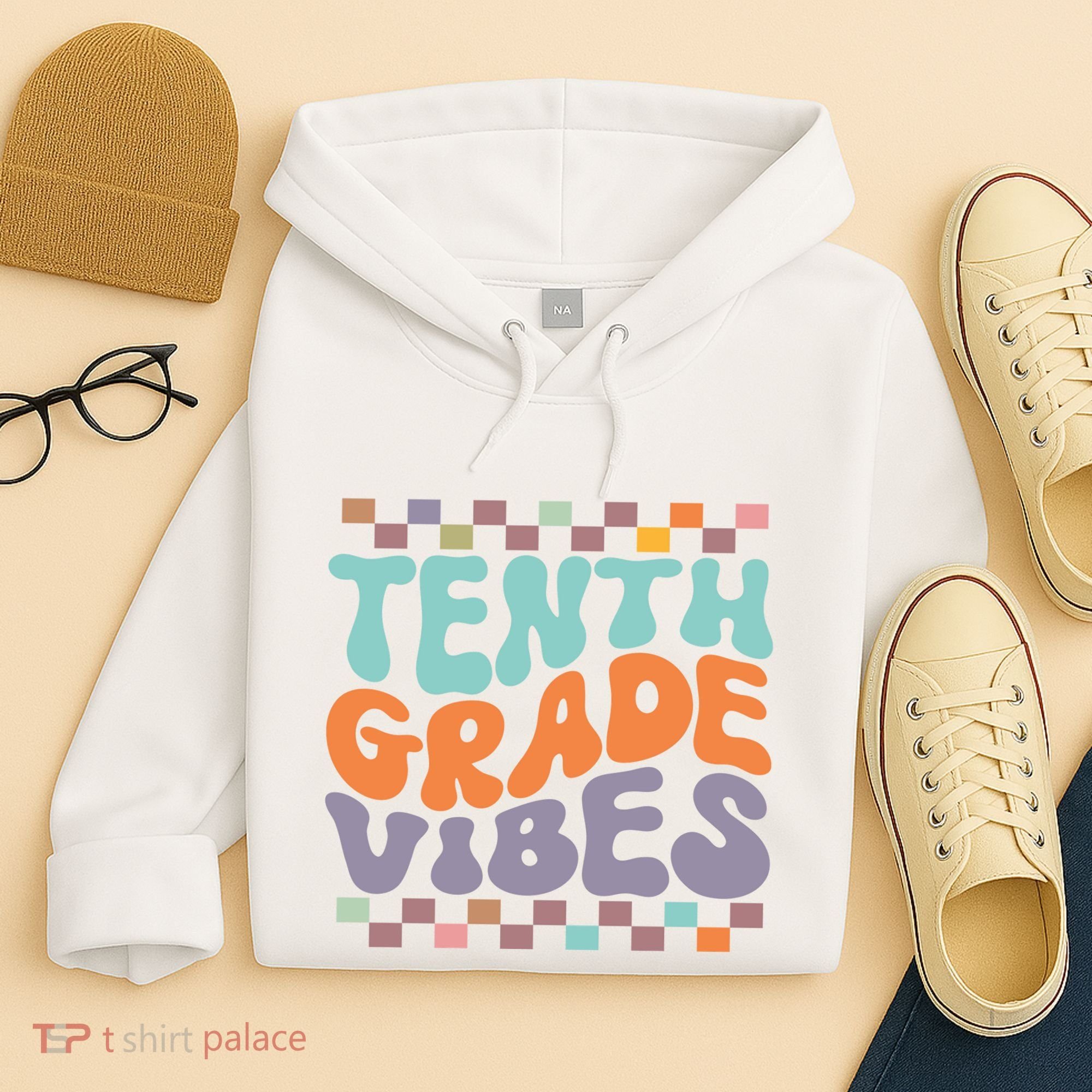 Tenth Grade Vibes Retro Groovy 10th Grade Back To School Hoodie