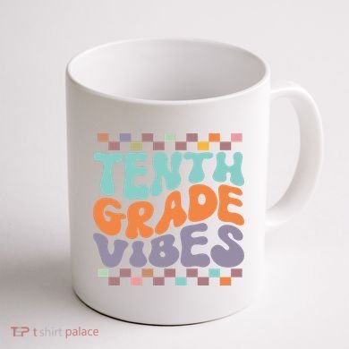 Tenth Grade Vibes Retro Groovy 10th Grade Back To School Coffee Mug back
