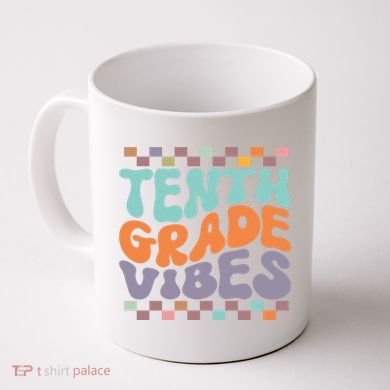 Tenth Grade Vibes Retro Groovy 10th Grade Back To School Coffee Mug