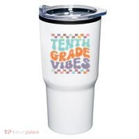 Tenth Grade Vibes Retro Groovy 10th Grade Back To School Tumbler thumb 0