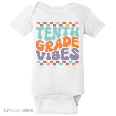 Tenth Grade Vibes Retro Groovy 10th Grade Back To School Baby Bodysuit