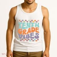 Tenth Grade Vibes Retro Groovy 10th Grade Back To School Tank Top thumb 3