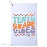 Tenth Grade Vibes Retro Groovy 10th Grade Back To School Golf Towel thumb 0