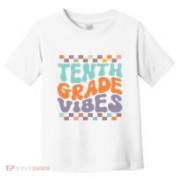 Tenth Grade Vibes Retro Groovy 10th Grade Back To School Toddler T-Shirt thumb 0