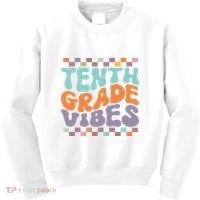 Tenth Grade Vibes Retro Groovy 10th Grade Back To School Kids Sweatshirt thumb 0