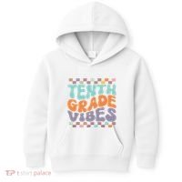 Tenth Grade Vibes Retro Groovy 10th Grade Back To School Kids Hoodie thumb 0