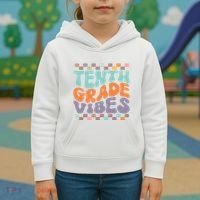 Tenth Grade Vibes Retro Groovy 10th Grade Back To School Kids Hoodie thumb 3