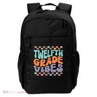 Twelfth Grade Vibes Retro Groovy 12th Grade Back To School Backpack thumb 0