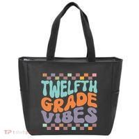 Twelfth Grade Vibes Retro Groovy 12th Grade Back To School Tote Bag thumb 0