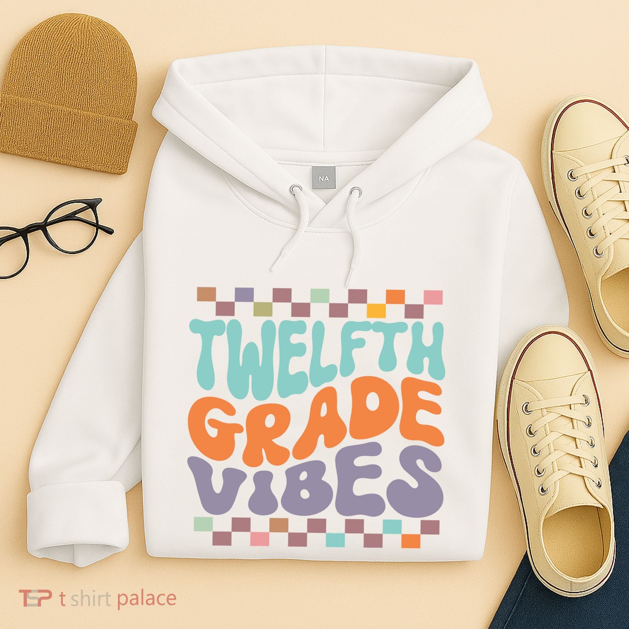 Twelfth Grade Vibes Retro Groovy 12th Grade Back To School Hoodie