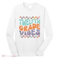 Twelfth Grade Vibes Retro Groovy 12th Grade Back To School Long Sleeve Shirt thumb 0