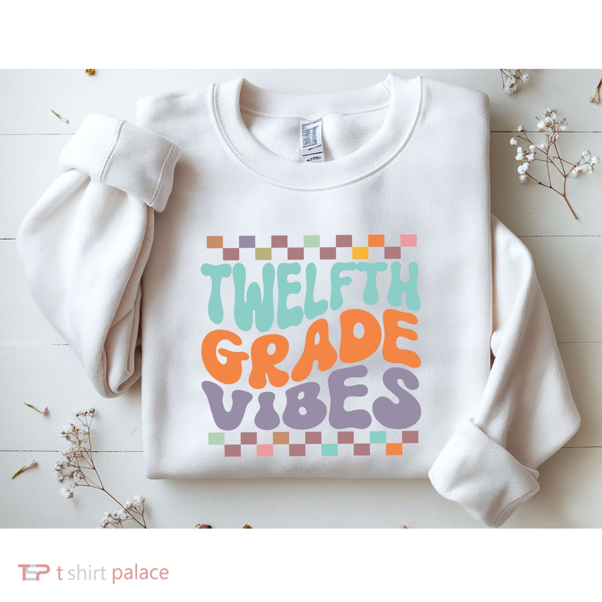 Twelfth Grade Vibes Retro Groovy 12th Grade Back To School Sweatshirt