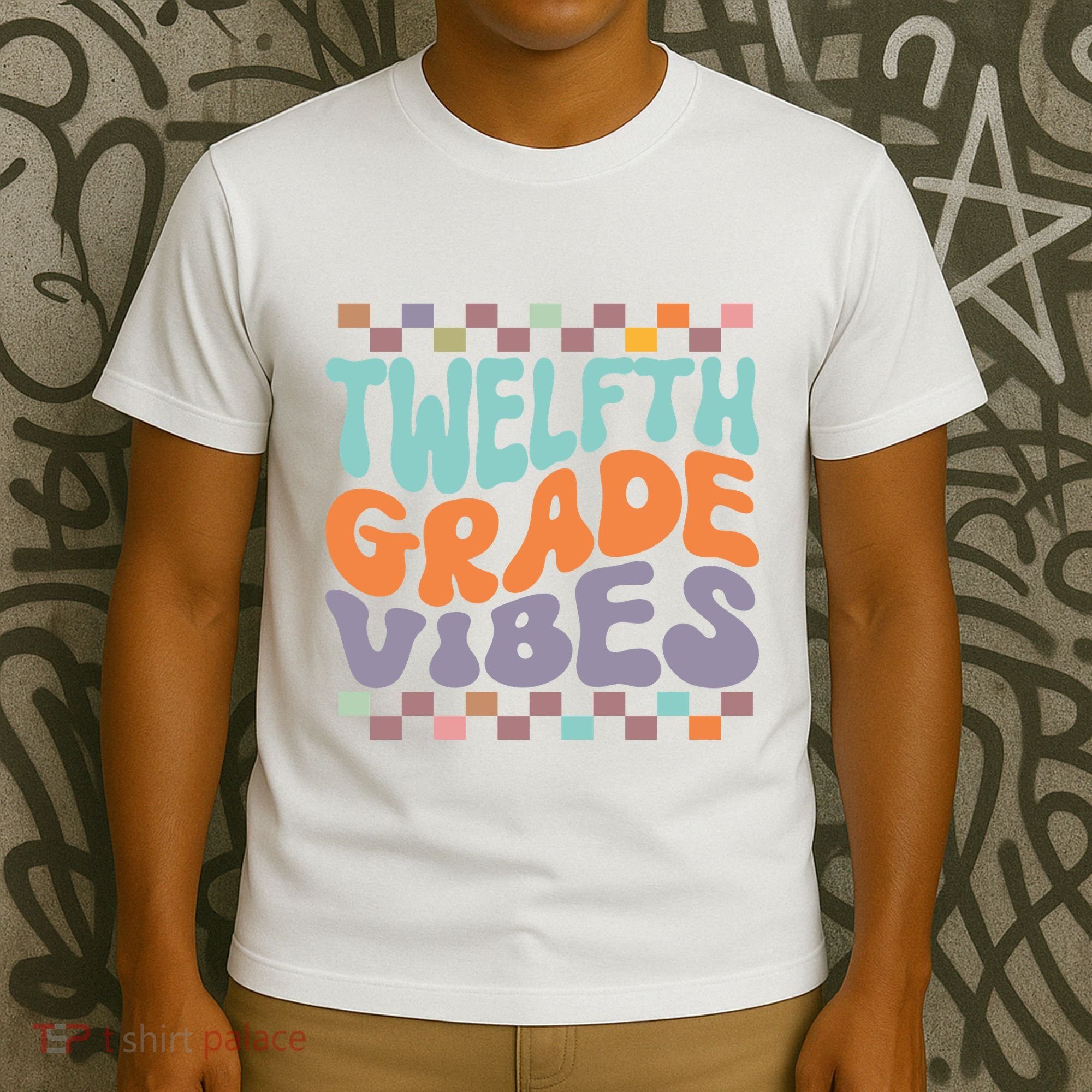 Twelfth Grade Vibes Retro Groovy 12th Grade Back To School T-Shirt