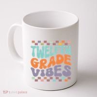 Twelfth Grade Vibes Retro Groovy 12th Grade Back To School Coffee Mug thumb 0