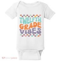 Twelfth Grade Vibes Retro Groovy 12th Grade Back To School Baby Bodysuit thumb 0