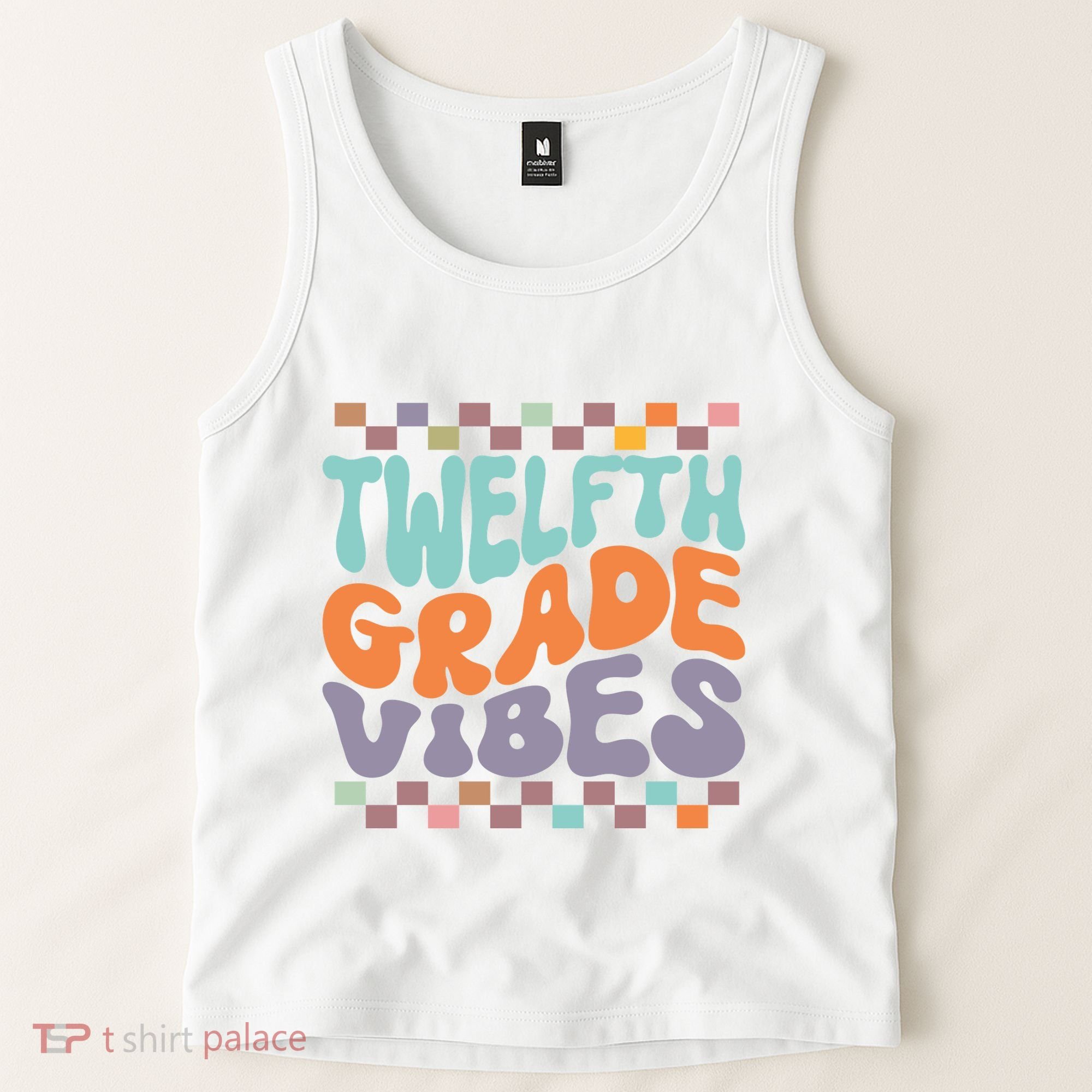 Twelfth Grade Vibes Retro Groovy 12th Grade Back To School Tank Top