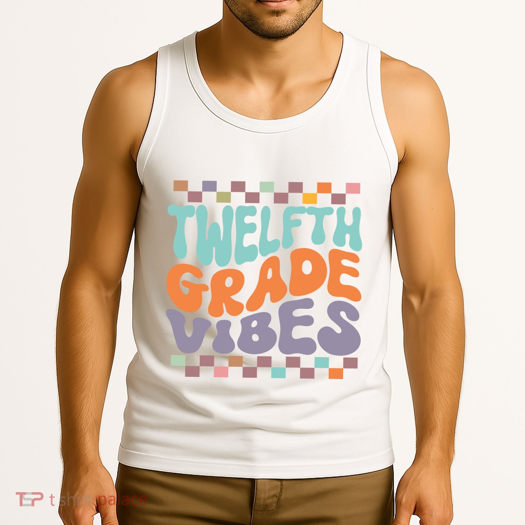 Twelfth Grade Vibes Retro Groovy 12th Grade Back To School Tank Top