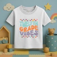 Twelfth Grade Vibes Retro Groovy 12th Grade Back To School Toddler T-Shirt thumb 3