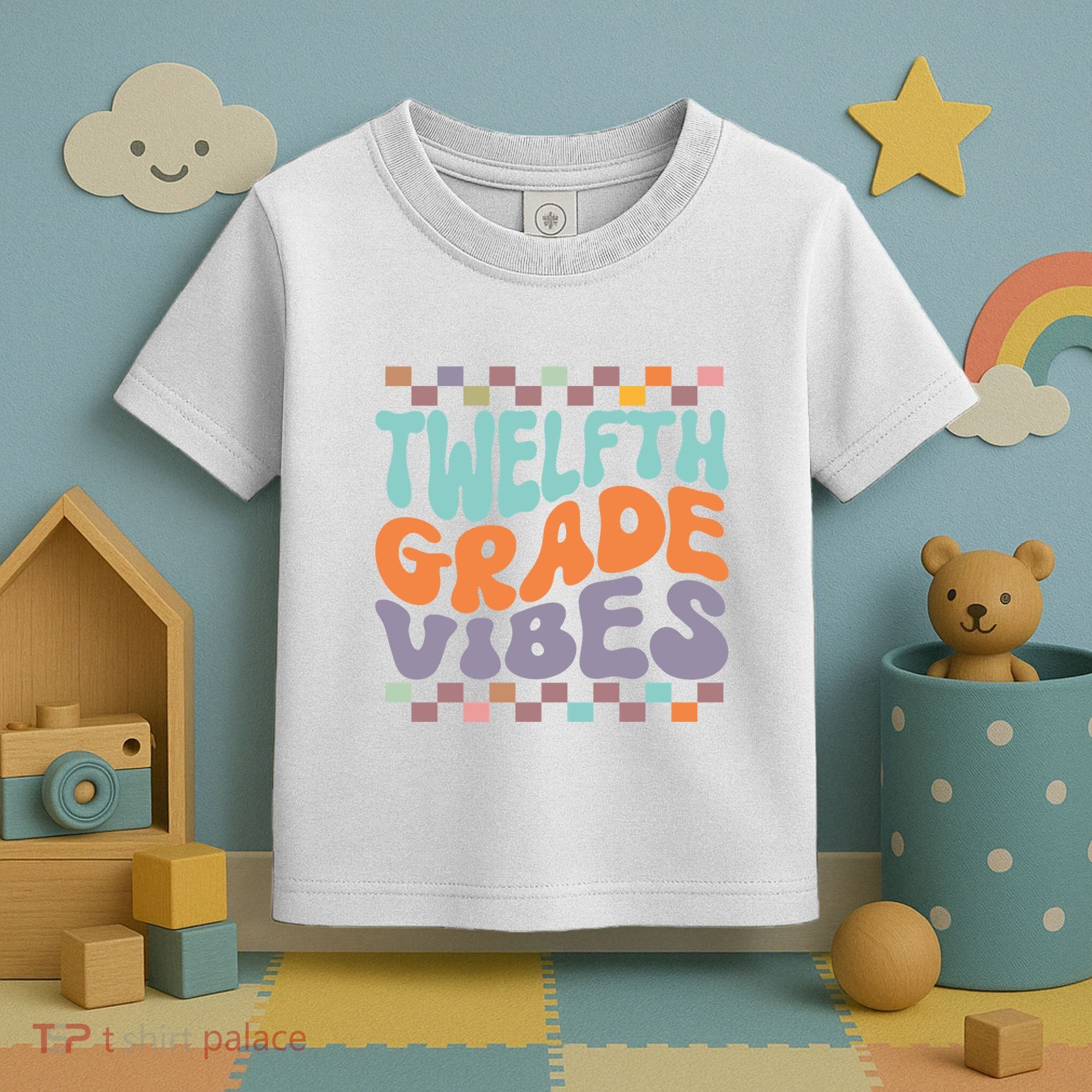 Twelfth Grade Vibes Retro Groovy 12th Grade Back To School Toddler T-Shirt